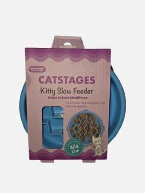 Mind Games Catstages Kitty Slow Feeder Blue New in Box